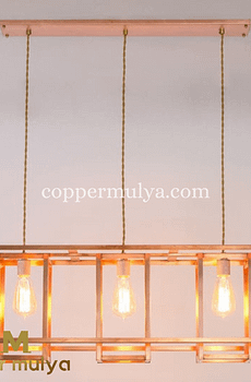 Lampu Gantung Tembaga Model Kotak Elegan Minimalis