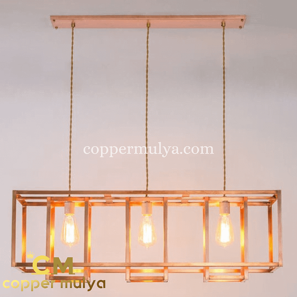 Lampu Gantung Tembaga Model Kotak Elegan Minimalis